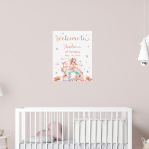 Affiche Fairy Girl Arc en ciel Magique théière Anniversair