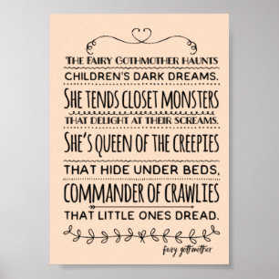 Affiche Fairy Gothmother "Reine des Creepies" Pépinière
