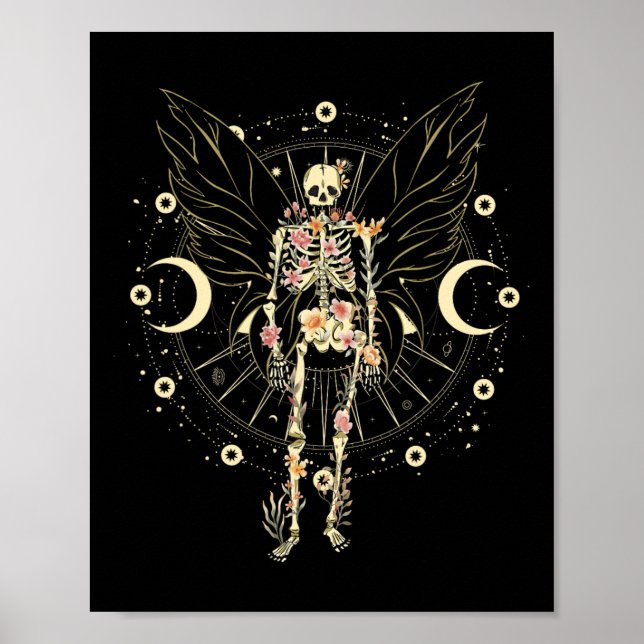 Affiche Fairy Grunge Fairycore Papillon esthétique Skeleto (Devant)