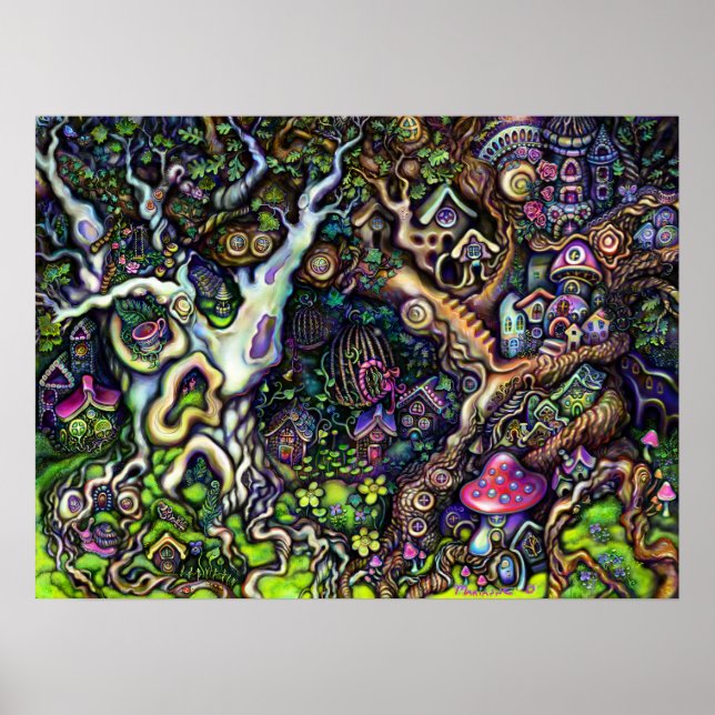 Affiche Fairy Houses Village Trees Marianne O Art Print (Devant)