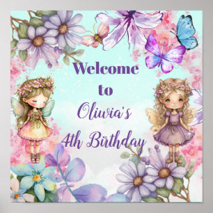 Affiche Fairy Party Garden Fairy Anniversaire Bienvenue Po