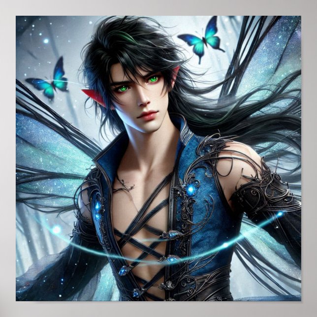 Affiche Fairy Prince with Emerald Eyes & Shimmering Wings (Devant)
