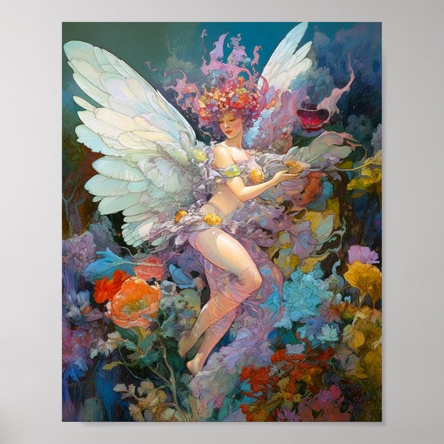 Affiche Fairy Woman in Flowers Imaginaire Art (Devant)