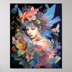 Affiche Fairy Woman in Flowers Imaginaire Art