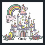Affiche Fairytale Castle Princess Custom Name<br><div class="desc">Every girl deserves her own fairy-tale story. Featuring cute castle and rainbow with bird and glass sliper. Easy customization of your princess name and font using the "Personalization button". You can also "Transfer design to a product" on other Zazzle products and adjust the design to fit most Zazzle items. Check...</div>
