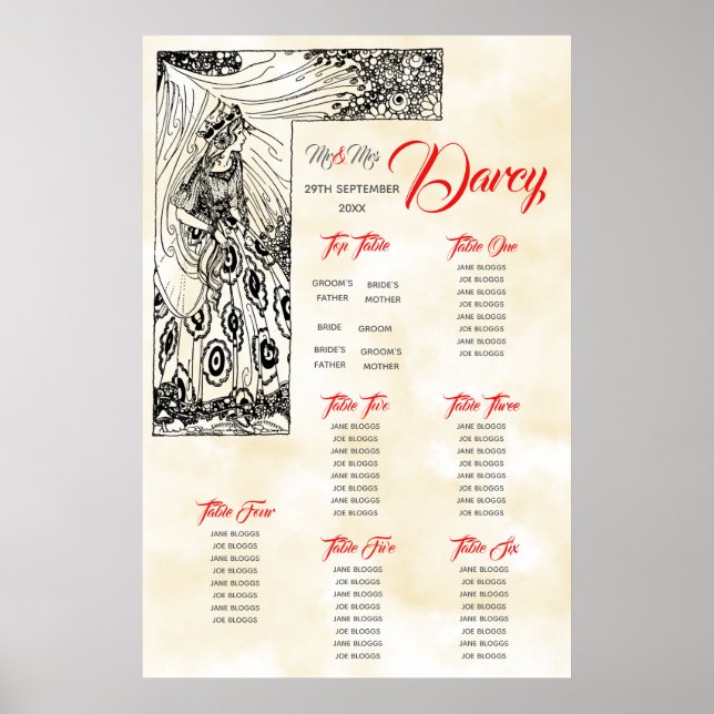 Affiche Fairytale Princess Seating Chart with Top Table (Devant)