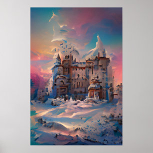 Affiche Fairytale World, Château d'hiver, Château de neige