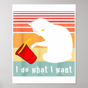 Affiche Fais ce que je veux Chat noir vintage Coupe rouge 