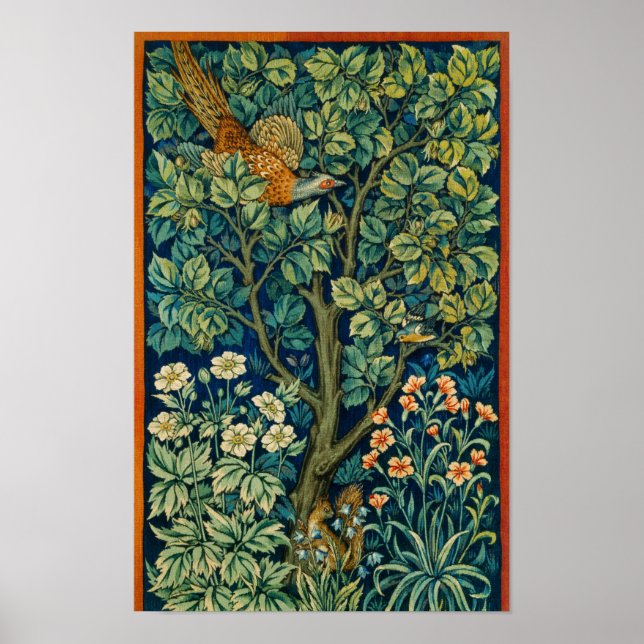 Affiche Faisan Oiseau, textile célèbre (Devant)