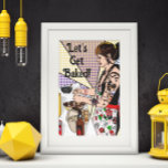 Affiche Faisons cuire Pop Art Tattoo Lady Baking<br><div class="desc">J'ai dessiné cette photo de ma fille cuisine à Noël dans la cuisine avec un flash rétro pop art.</div>