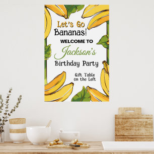 Affiche Faisons la Fête aux Bananes Fête d'anniversaire to