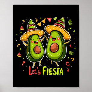 Affiche Faisons la Fête Avocat Et Tacos Sombrero Cinco De