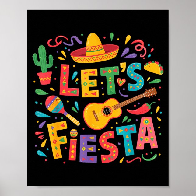Affiche Faisons la fête cinco de mayo chapeau mexicain par (Devant)