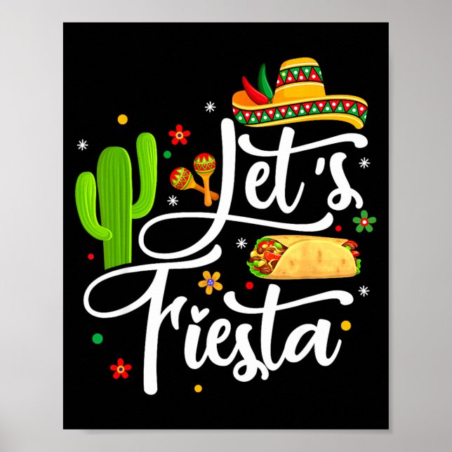 Affiche Faisons la fête cinco de mayo chapeau mexicain par (Devant)