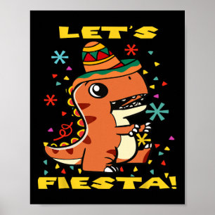 Affiche Faisons la Fête Dinosaure Mexicain Cinco De Mayo T