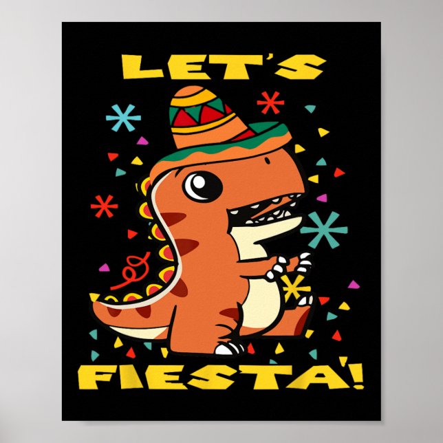 Affiche Faisons la Fête Dinosaure Mexicain Cinco De Mayo T (Devant)