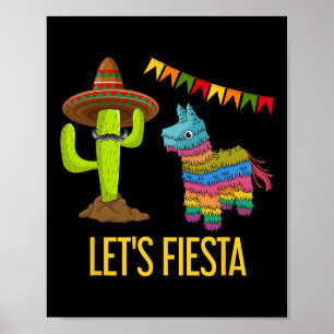 Affiche Faisons la fête mexicaine Pinata Cactus Cinc