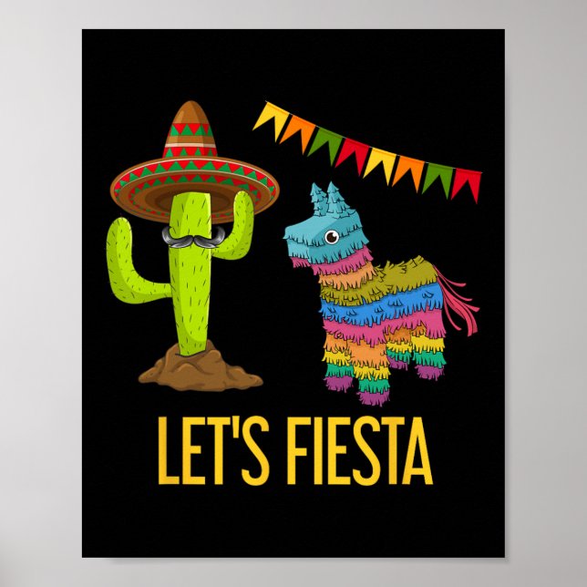 Affiche Faisons la fête mexicaine Pinata Cactus Cinc (Devant)