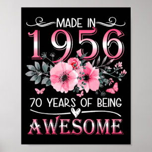Affiche Fait 1956 Floral 70e Anniversaire 70