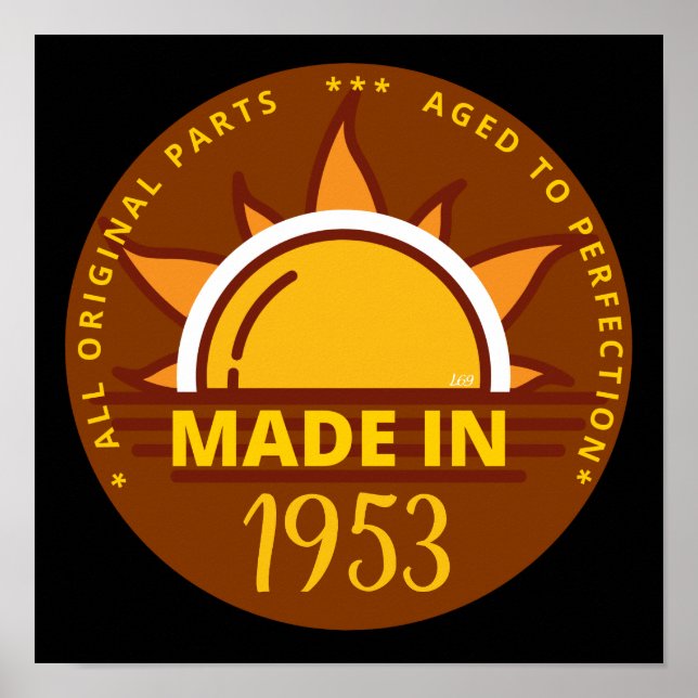 Affiche FAIT EN 1953 drôle cadeau d'anniversaire (Devant)