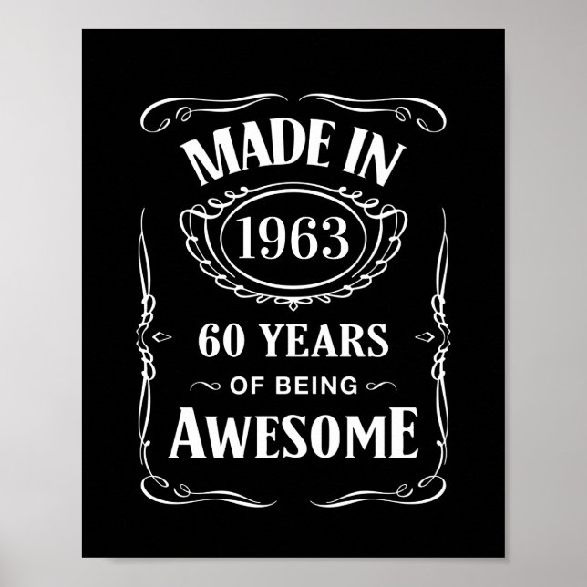 Affiche Fait en 1963 60 ans d'être génial anniversaire 202 (Devant)