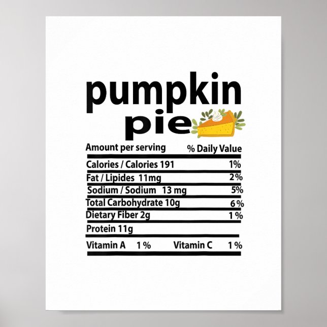 Affiche Fait nutritif amusant à gâteau Citrouille pour Tha (Devant)