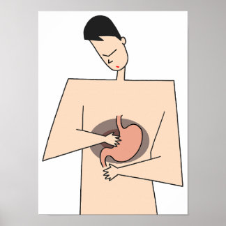 Affiche Faites attention aux problèmes d'estomac.