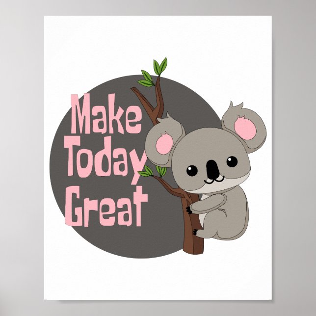 Affiche Faites aujourd'hui grand Kawaii drôle koala suspen (Devant)