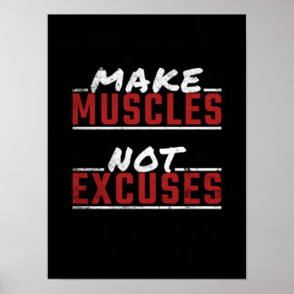 Affiche Faites des muscles pas d'excuses Motivational Gym