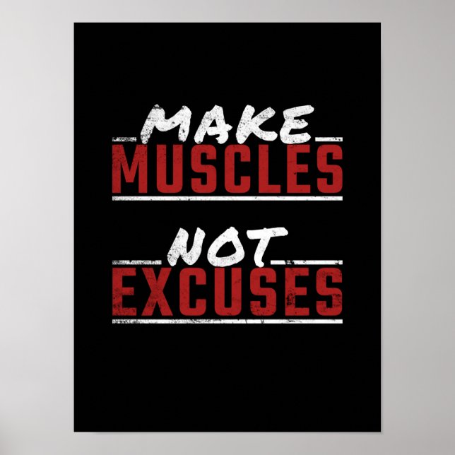 Affiche Faites des muscles pas d'excuses Motivational Gym  (Devant)
