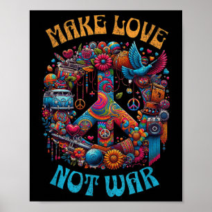 Affiche Faites l'amour pas la guerre - Hippie Rétro Signe