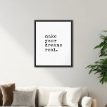 Affiche Faites votre devis de machine à écrire réel Dreams<br><div class="desc">Make Your Dreams Real simple moderne machine à écrire poster de devis.</div>