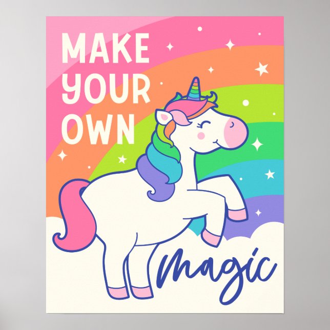 Affiche Faites votre propre magie | Cute Unicorn (Devant)