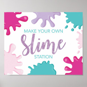 Affiche Faites votre propre Slime fête d'anniversaire sign