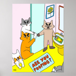 Affiche Faites-vous caca ? Chat drôle et coloré