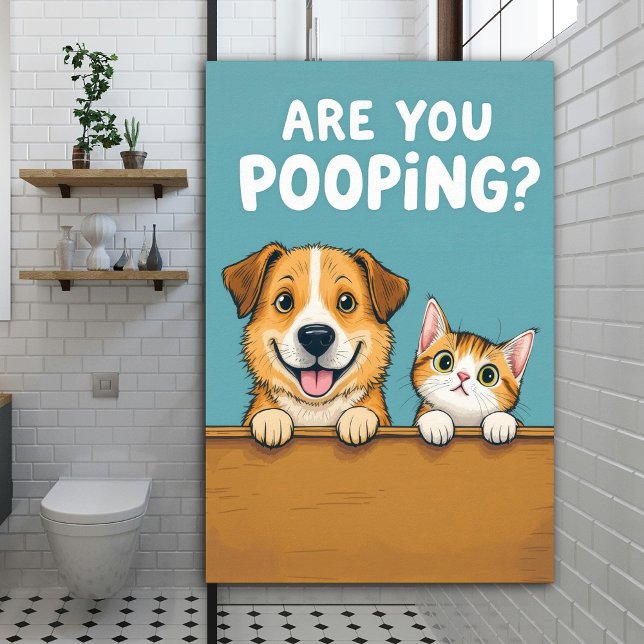 Affiche Faites-vous caca ? Mignon chien et chat drôle (Créateur téléchargé)
