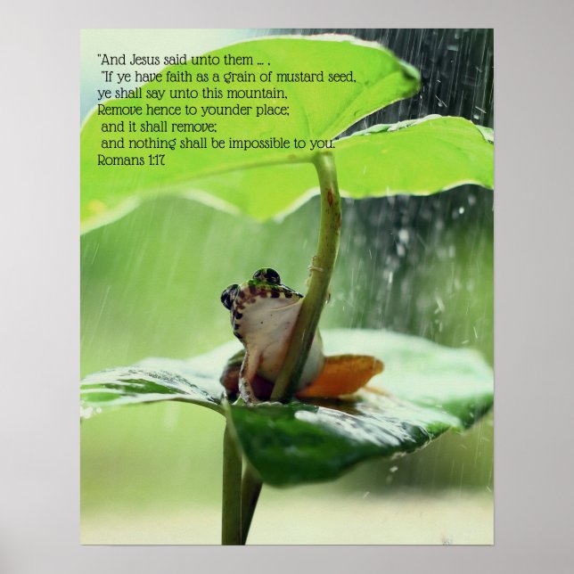 Affiche Faith Bible Verse Inspiration Cute Green Frog (Devant)