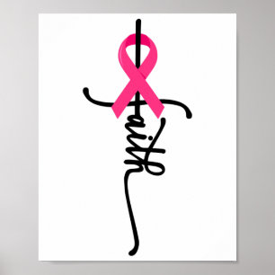 Affiche Faith Cross Guerrier Survivant Pink Ribbon Breast 
