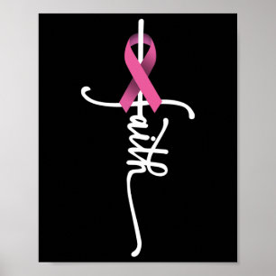 Affiche Faith Cross Guerrier Survivant Pink Ribbon Breast
