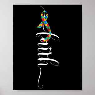 Affiche Faith Cross Sensibilisation sur l'autisme Ruban Pu