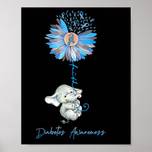Affiche Faith Cute Elephants Tournesol Diabète Sensibilisa