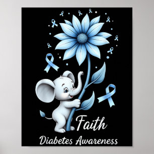 Affiche Faith Cute Elephants Tournesol Diabète Sensibilisa