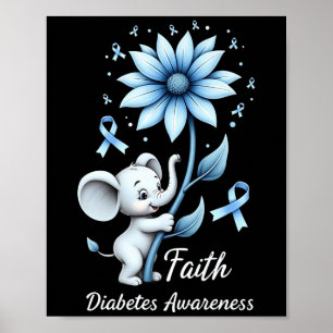 Affiche Faith Cute Elephants Tournesol Diabète Sensibilisa