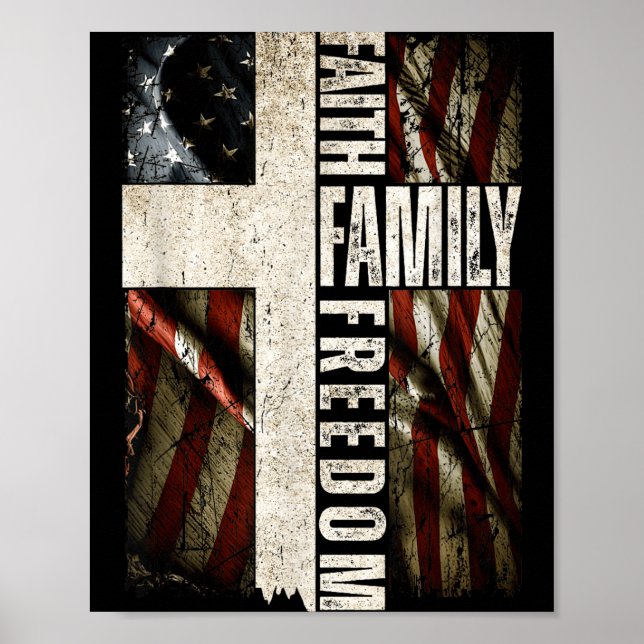 Affiche Faith Family Dom - Patriotic Christian Vintage Usa (Devant)