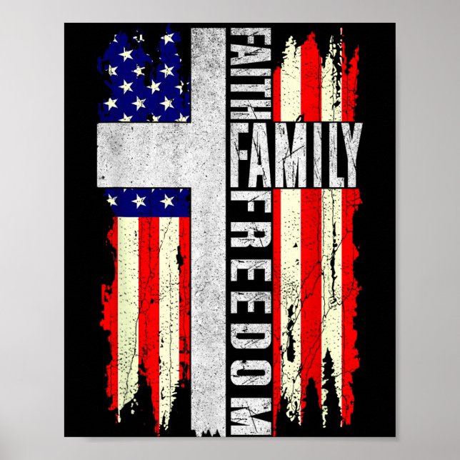 Affiche Faith Family Dom - Patriotic Christian Vintage Usa (Devant)