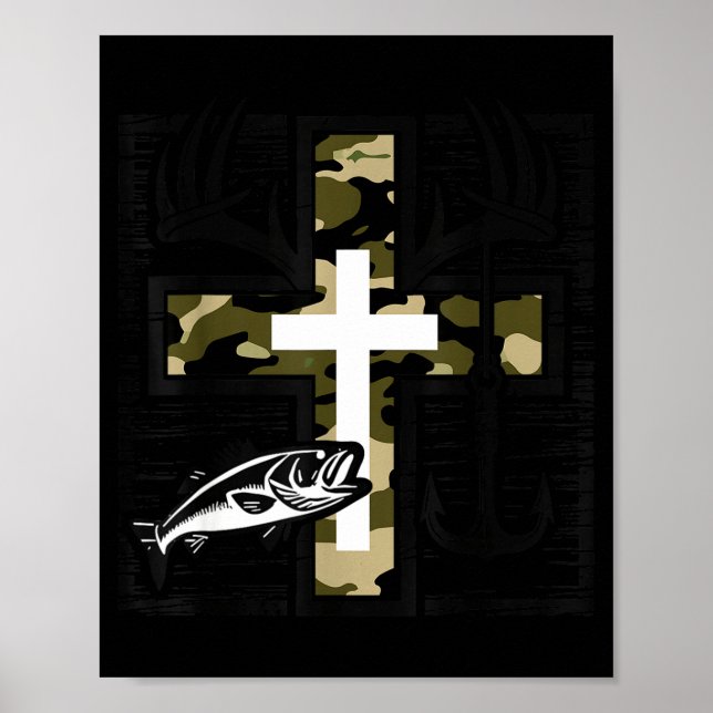 Affiche Faith Fishing Hunting Camo Cross With Hook B Chris (Devant)