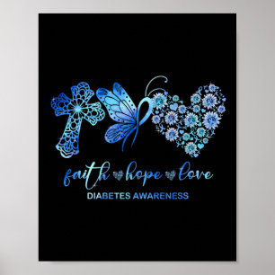 Affiche Faith Hope Fight Love Sunflower Diabetes Sensibili
