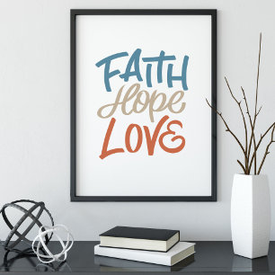 Affiche Faith Hope Love Brush Calligraphy