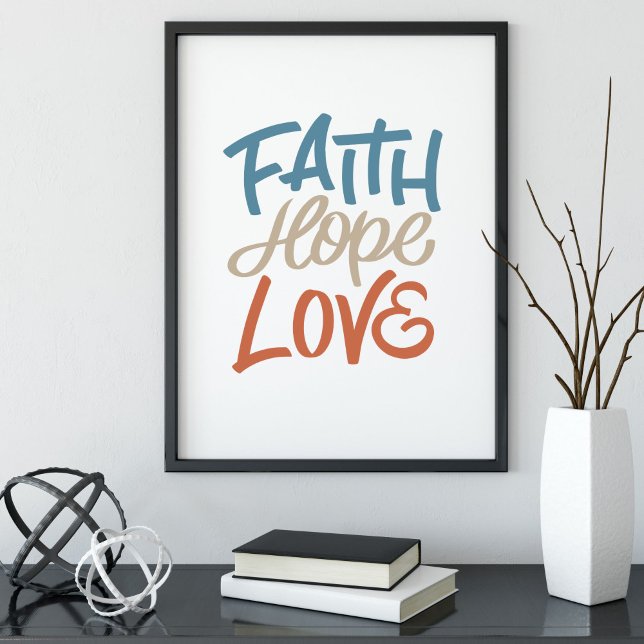 Affiche Faith Hope Love Brush Calligraphy (Créateur téléchargé)