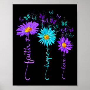 Affiche Faith Hope Love Butterfly Daisy Prévention du suic